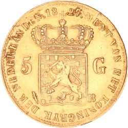 5 Gulden. Willem I. 1827 B met open B. Zeer Fraai.