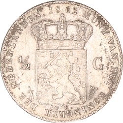 ½ Gulden. Willem III. 1862. Prachtig -.