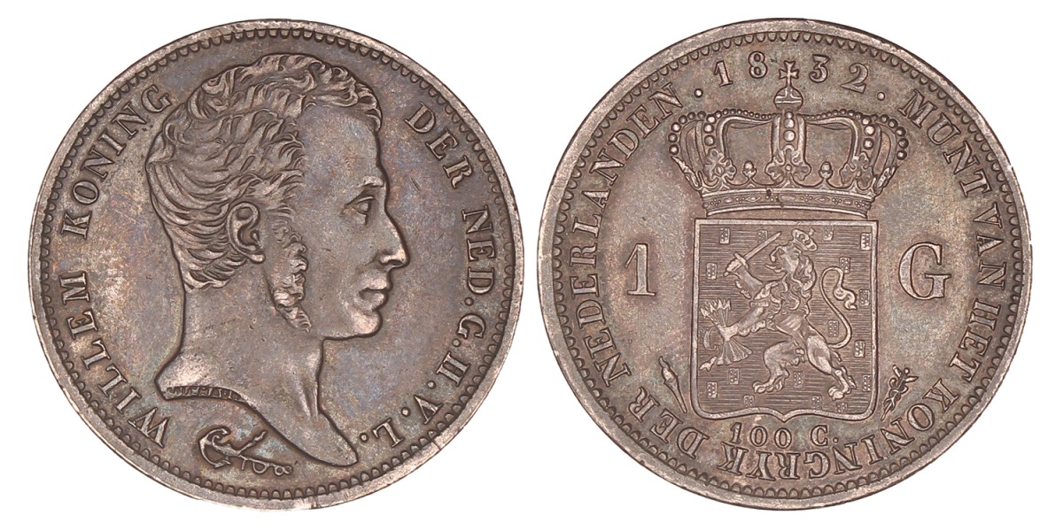 1 Gulden. Willem I. 1832. Prachtig.