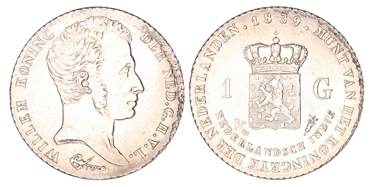 1 Gulden. Willem I. 1839. Prachtig +.