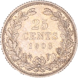 25 Cent. Wilhelmina. 1906. UNC.