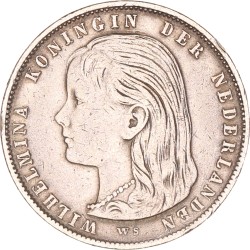 1 Gulden. Wilhelmina. 1896. Zeer Fraai.