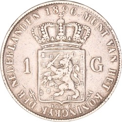 1 Gulden. Wilhelmina. 1896. Zeer Fraai.