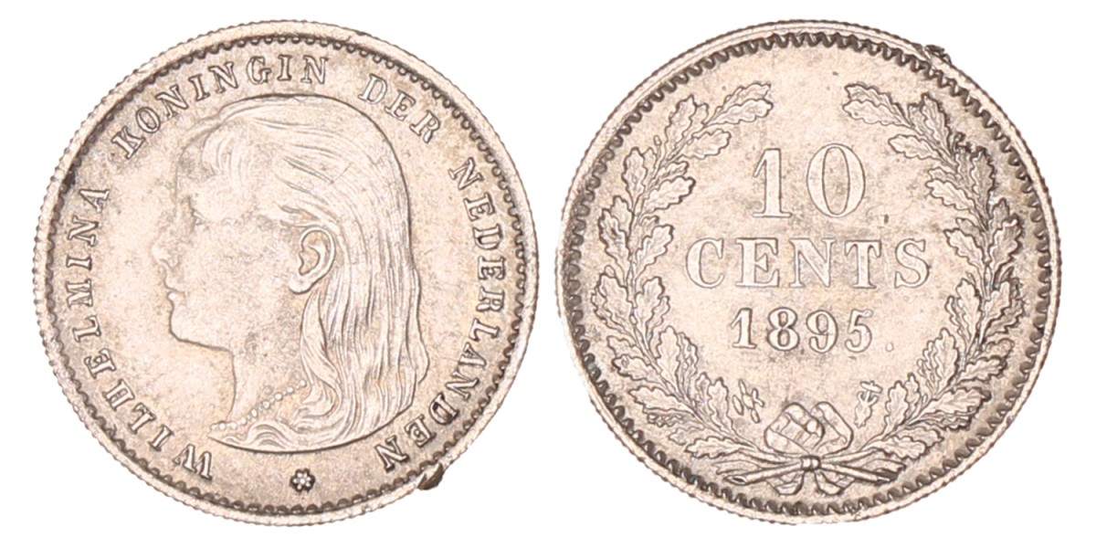 10 Cent. Wilhelmina. 1895. Zeer Fraai / Prachtig.