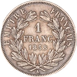 France. Napoleon III. 1 Franc. 1858 A.