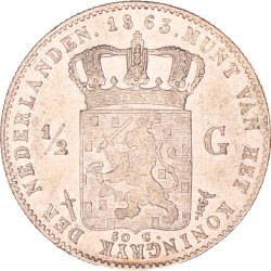 ½ Gulden. Willem III. 1863. Zeer Fraai / Prachtig.