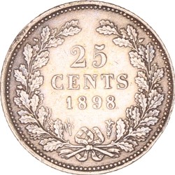 25 Cent. Wilhelmina. 1898. Zeer Fraai.
