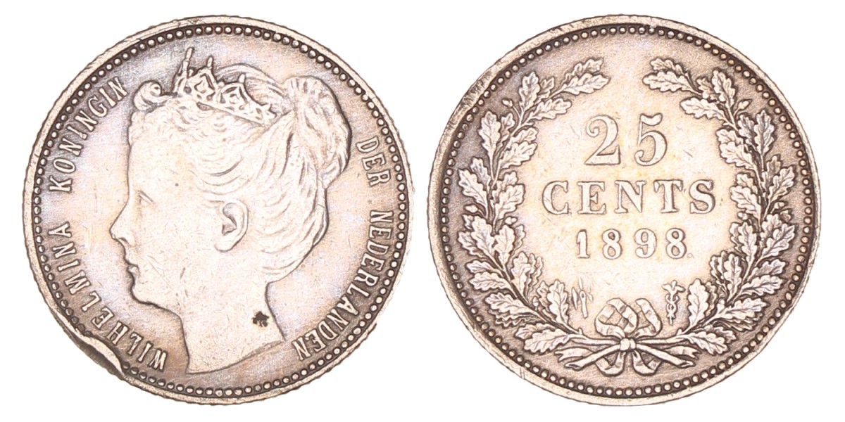25 Cent. Wilhelmina. 1898. Zeer Fraai.