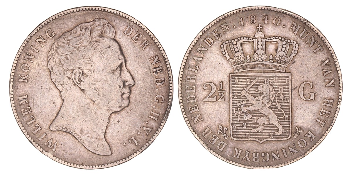 2½ Gulden. Willem I. 1840. Zeer Fraai.