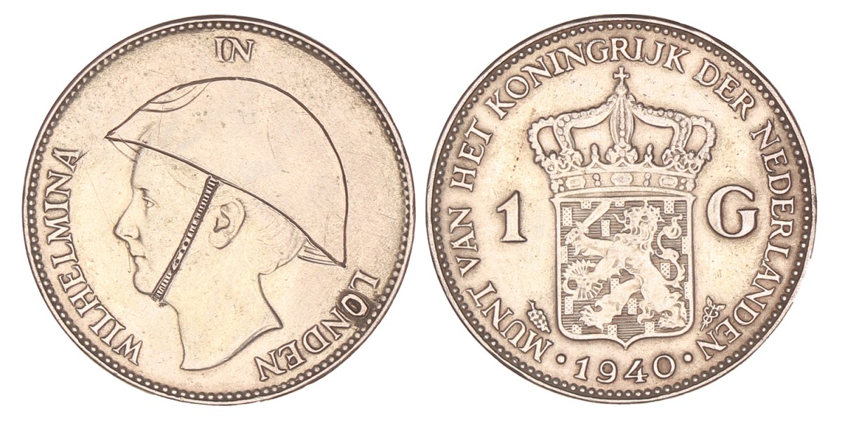 1 Gulden. Wilhelmina in Londen. 1940. Zeer Fraai / Prachtig.