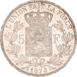 Belgium. Leopold II. 5 Francs. 1873.