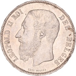 Belgium. Leopold II. 5 Francs. 1873.