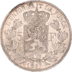 Belgium. Leopold II. 5 Francs. 1867.