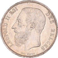 Belgium. Leopold II. 5 Francs. 1867.