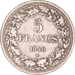 Belgium. Leopold I. 5 Francs. 1848.