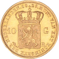 10 gulden goud. Willem I. 1825 B. Prachtig / UNC.