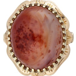 14 kt. Geelgouden vintage ring bezet met ca. 18.66 ct. agaat.