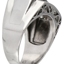 Pt 850 Platina retro tank ring bezet met ca. 1.52 ct. diamant.