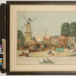 Een kavel bestaande uit een oude prent van Rotterdam èn een opticaprent van Hoedt.