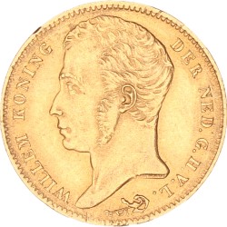 10 gulden goud. Willem I. 1825 B. Zeer Fraai +.