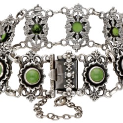 835 Zilveren vintage armband bezet met ca. 7.80 ct. nefriet jade.