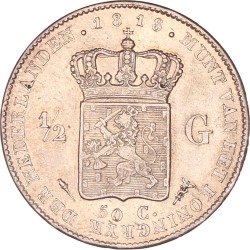 ½ gulden. Willem I. 1818 U. Prachtig.