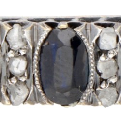 14 kt. Geelgouden antieke armband bezet met ca. 2.55 ct. natuurlijke saffier en diamant.