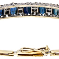 14 kt. Geelgouden antieke armband bezet met ca. 2.55 ct. natuurlijke saffier en diamant.