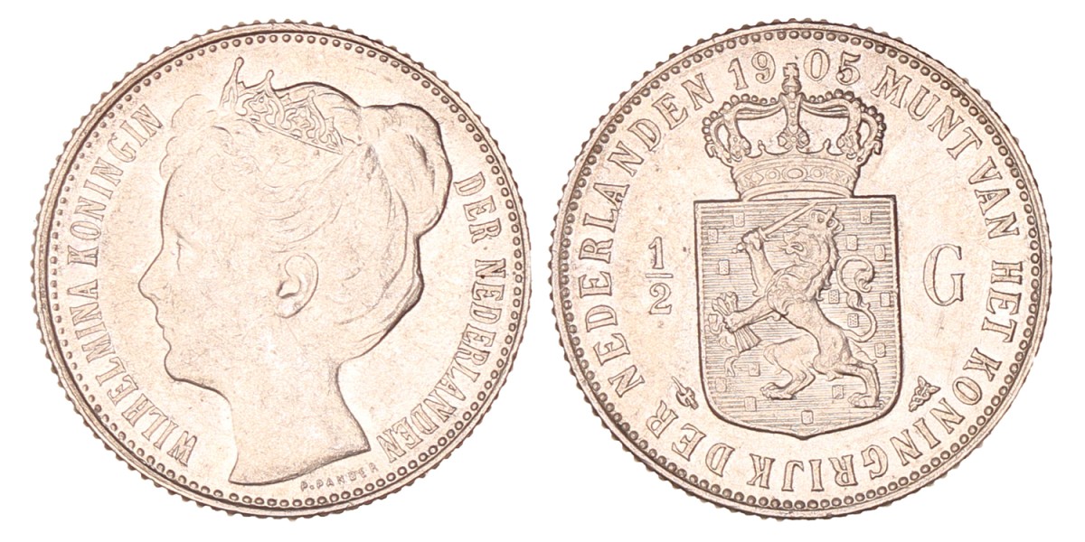 ½ gulden. Wilhelmina. 1905. Prachtig.