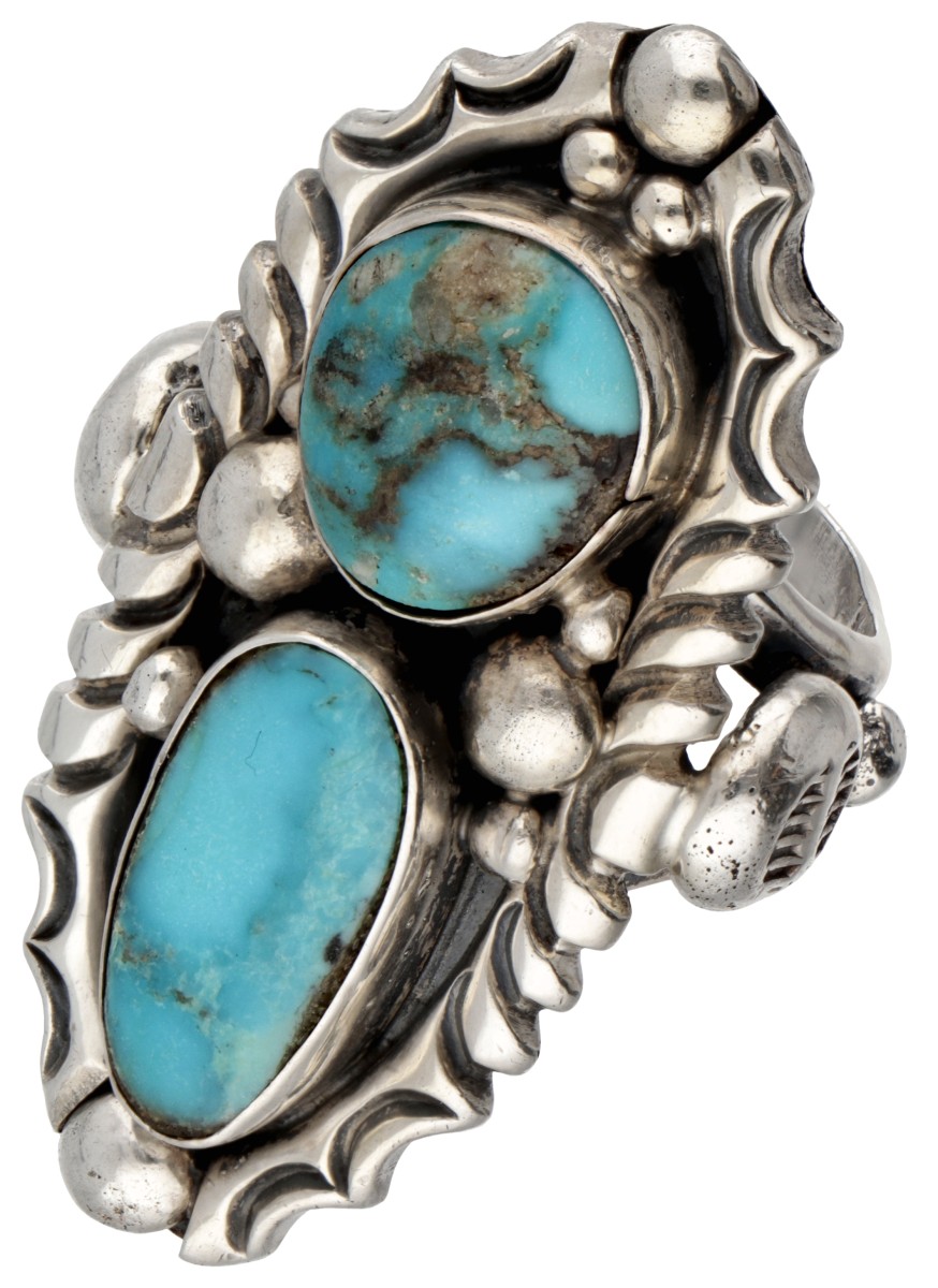 Harold Trujillo Navajo sterling zilveren Native American turkoois ring.