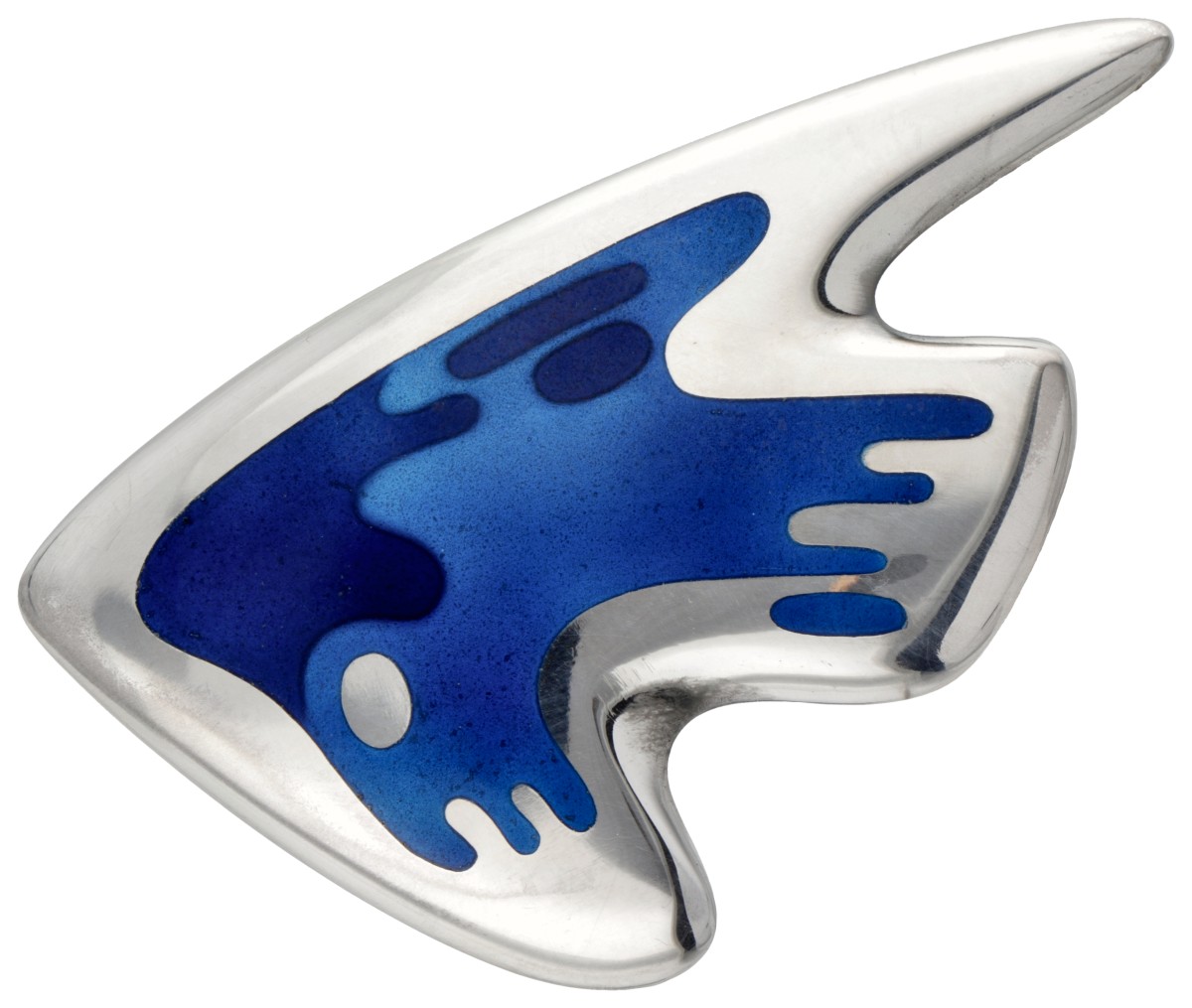 Sterling zilveren no.307 blauw geëmailleerde broche door Henning Koppel voor Georg Jensen.