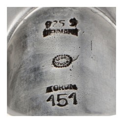 Sterling zilveren no.151 ring met rutielkwarts door Vivianna Torun voor Georg Jensen.