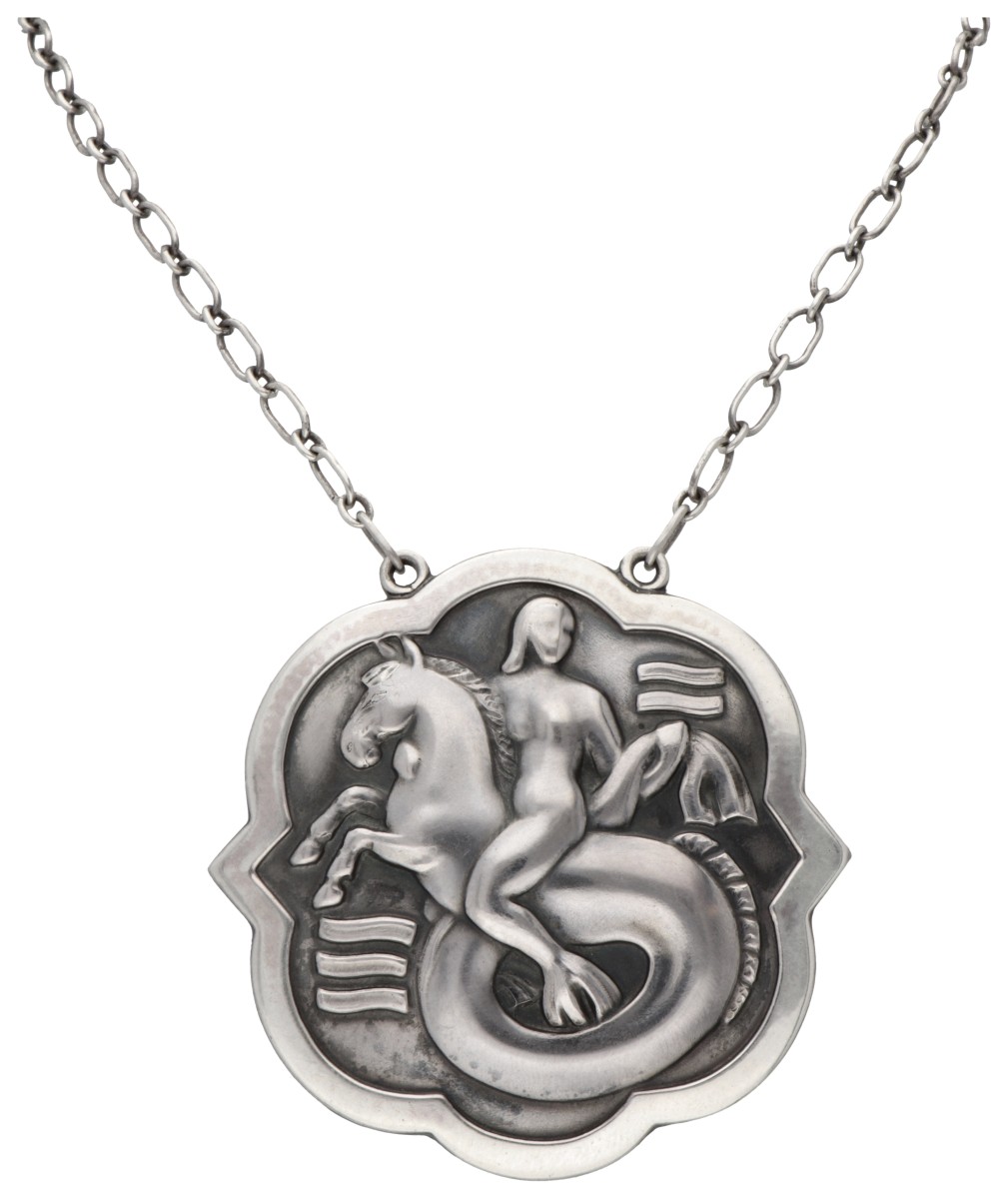 Sterling zilveren no.102 'Mermaid' collier door Georg Jensen.