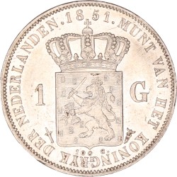 1 Gulden. Willem III. 1851. UNC -.