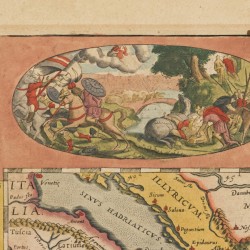 Abraham Ortelius (Antwerpen 1527 - 1598), Landkaart van de reizen van Paulus de Apostel door de Mediterranée - Peregrinationis divi Pauli Typus Corographicus, ca. 1590.