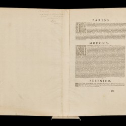 Remigius HOGENBERG (c.1536-1588) & Georges BRAUN (1541-1622), Gezicht in vogelvlucht-perspectief op (3) havensteden: Modona (Griekenland), Sibenik en Porec (Kroatië) - Sibinium, Parens, Modon, ca. 1575.