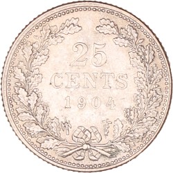 25 Cent. Wilhelmina. 1904. UNC -.