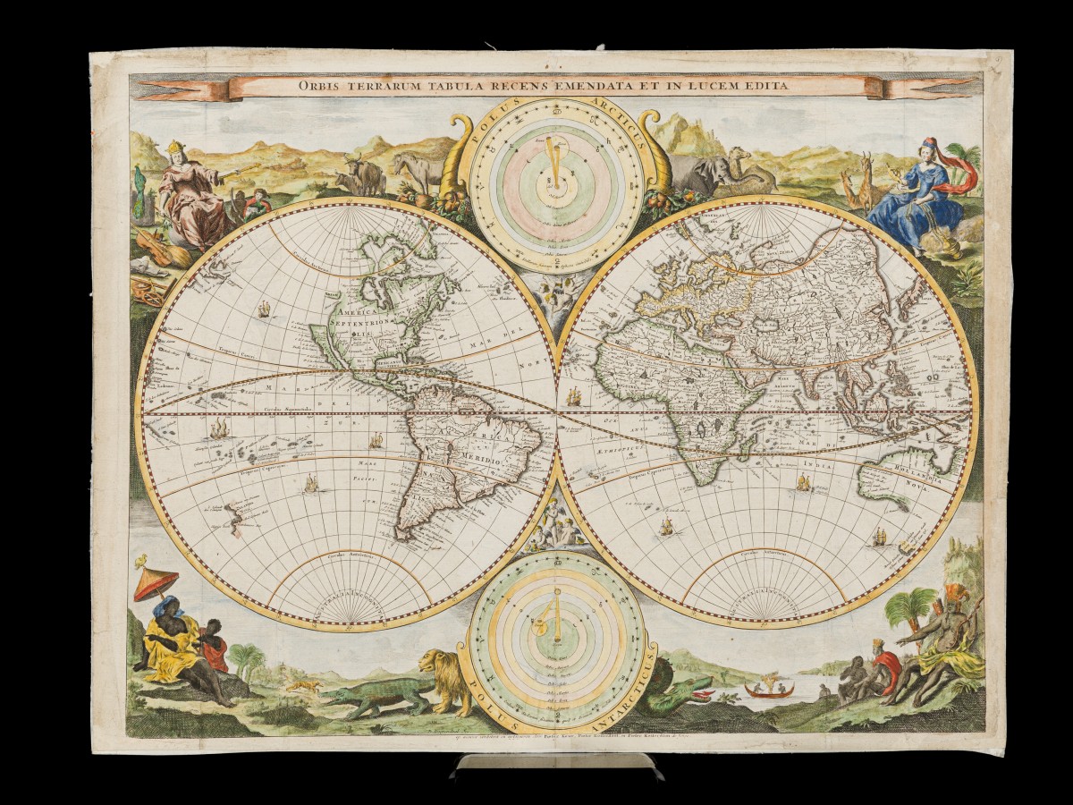 Daniel STOOPENDAEL (1672-1726), Landkaart van de wereld - 'Orbis Terrarum Tabula Recens Emendata et in Lucem', 1704.