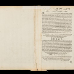 Abraham Ortelius (Antwerpen 1527 - 1598), Landkaart van (3) regio's in Europa: 'Drava' (Karinthië, Oostenrijk), Adriatische Zee, Zadar en Sibenik (Kroatië) - Carinthiae Ducatus(...) / Maris Hadriatic Pars / Zarae(...), Antwerpen, ca. 1590.