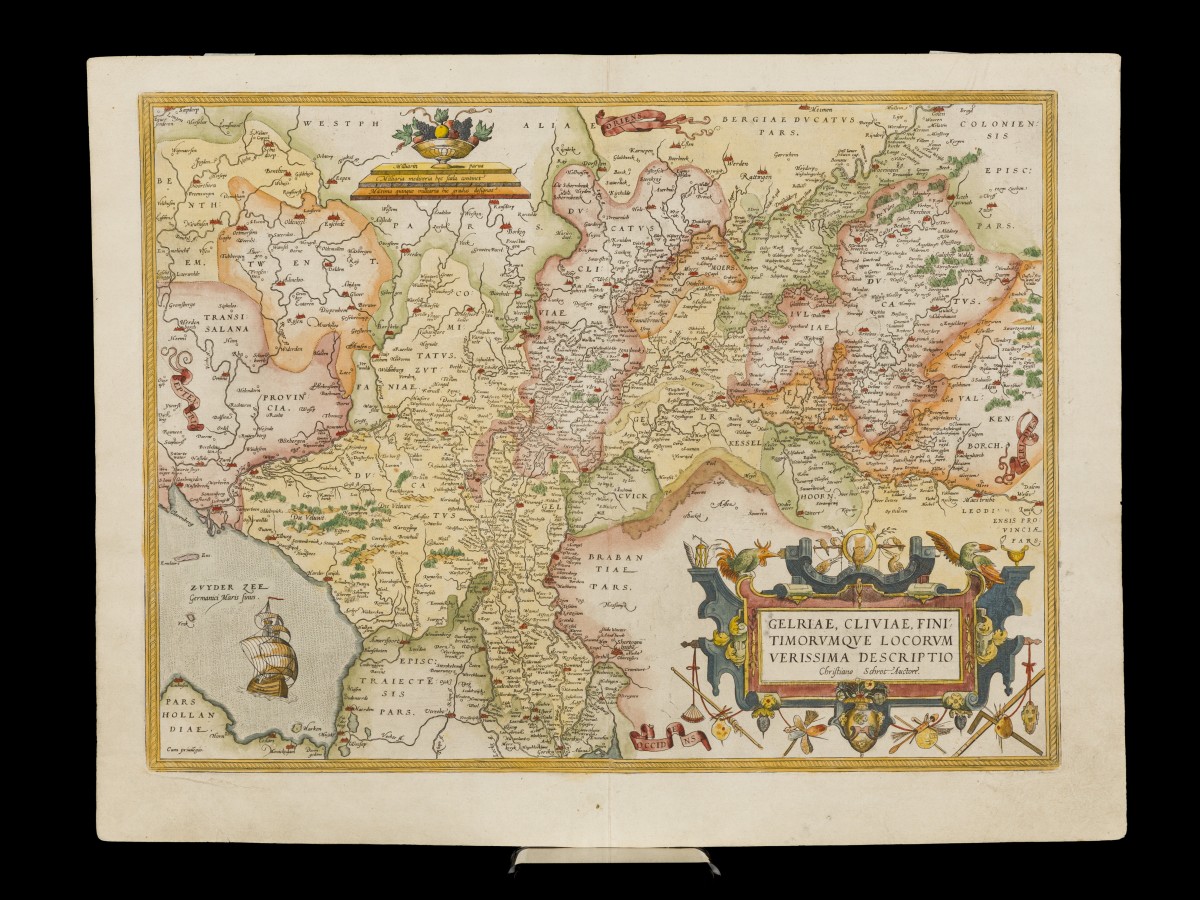 Abraham Ortelius (Antwerpen 1527 - 1598), Landkaart van Gelderland - Gelriae, Cliviae, Finitimorumque (...) descr., 1581.