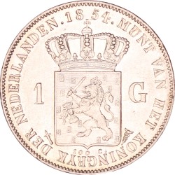 1 Gulden. Willem III. 1854. Prachtig / UNC.