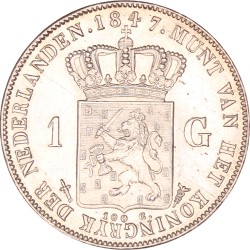 1 Gulden. Willem II. 1847. UNC.