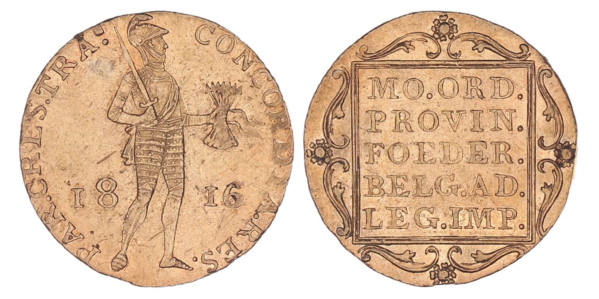 Gouden Dukaat Willem I 1816. Zeer fraai + (Gepoetst, bekrast).