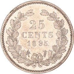 25 Cent. Wilhelmina. 1895. UNC -.