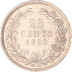 25 Cent. Wilhelmina. 1898. UNC.
