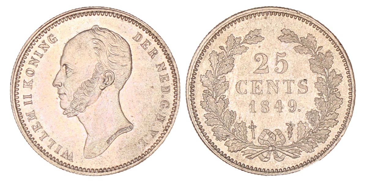 25 Cent. Willem II. 1849. FDC.