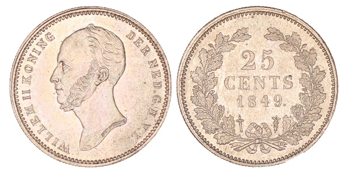 25 Cent. Willem II. 1849. FDC.