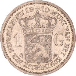 1 Gulden. Wilhelmina. 1910. Prachtig / UNC.