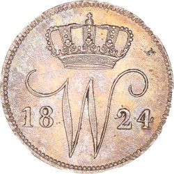 25 Cent. Willem I. 1824 B. Prachtig.