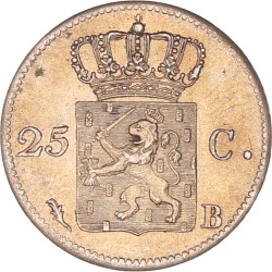 25 Cent. Willem I. 1824 B. Prachtig.